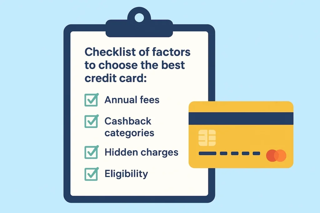 credit_card_checklist Checklist showing factors to consider before choosing the best credit cards in India