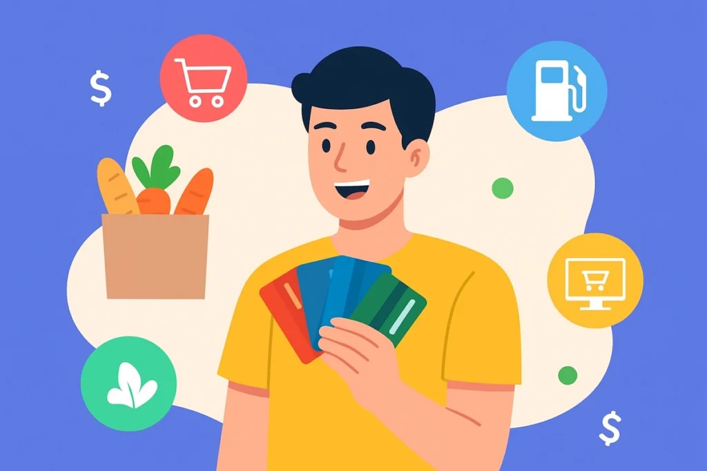 Featured image showing best credit cards in India to save money on groceries, fuel, and online shopping