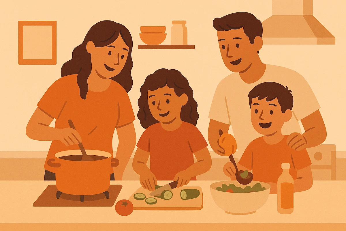 Family cooking at home to save money in India