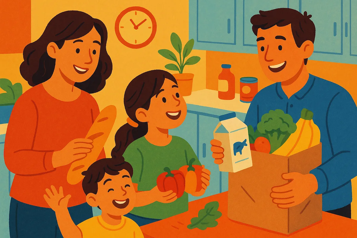 Family managing groceries and budget to save money in India