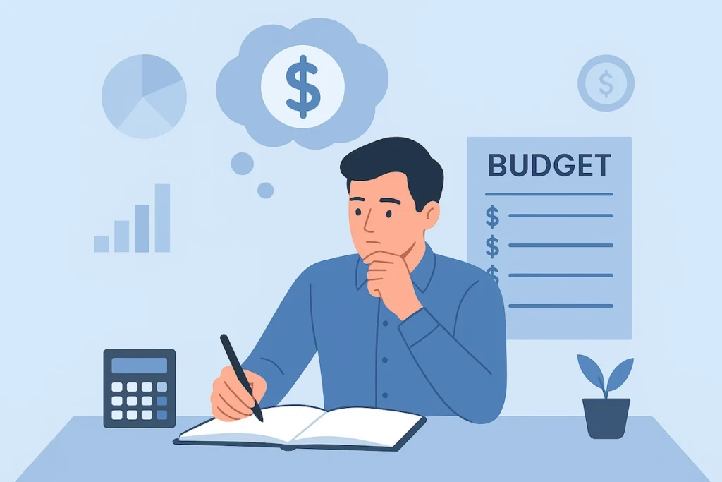 Person planning budget to save money in India